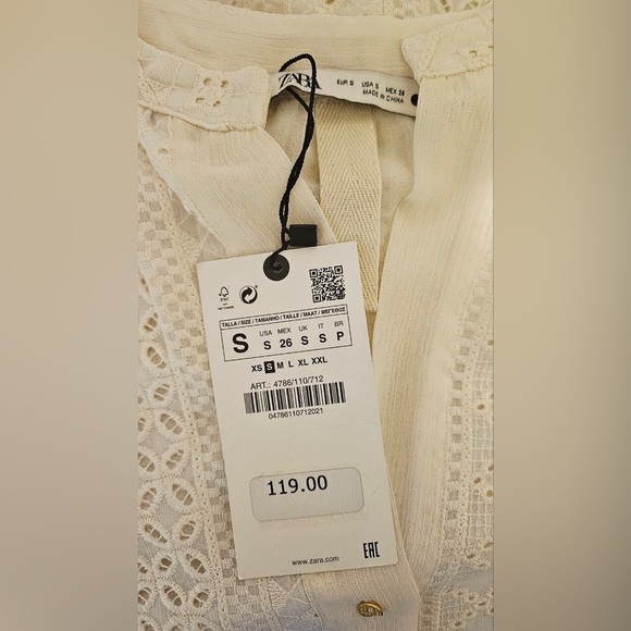 ZARA OPENWORK EMBROIDERY Midi DRESS CREAM New with tag Ref 4786/110 - Picture 14 of 16